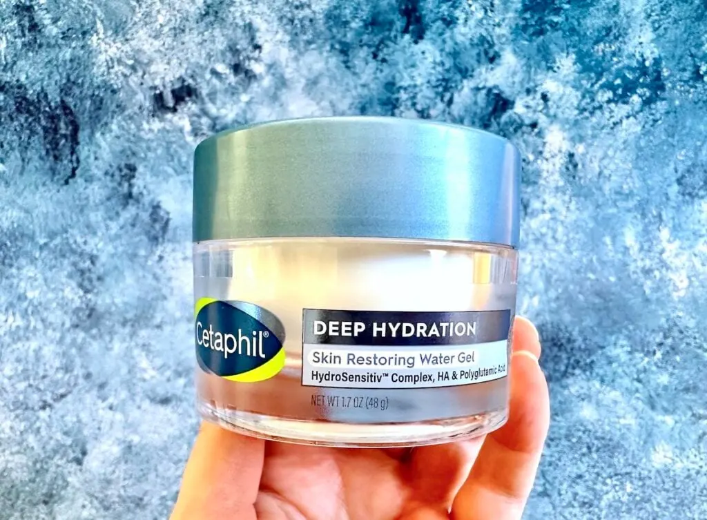 Cetaphil Deep Hydration Skin Restoring Water Gel, handheld.