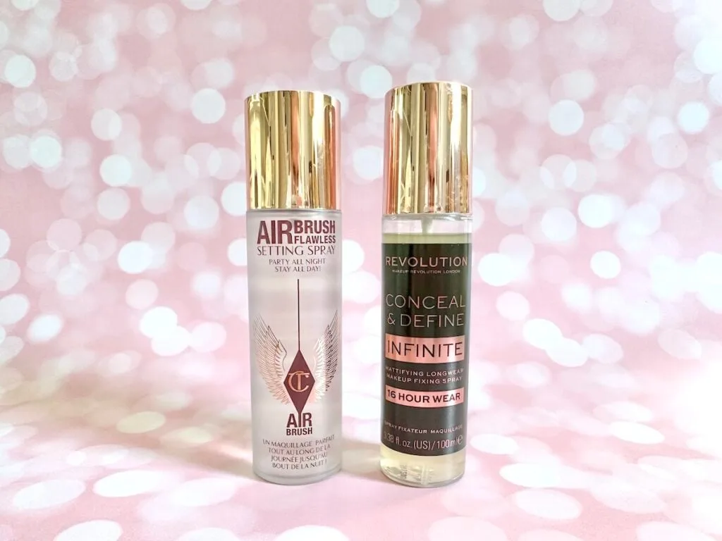 Charlotte Tilbury Airbrush Flawless Setting Spray and Revolution Conceal and Define Infinite Setting Spray.