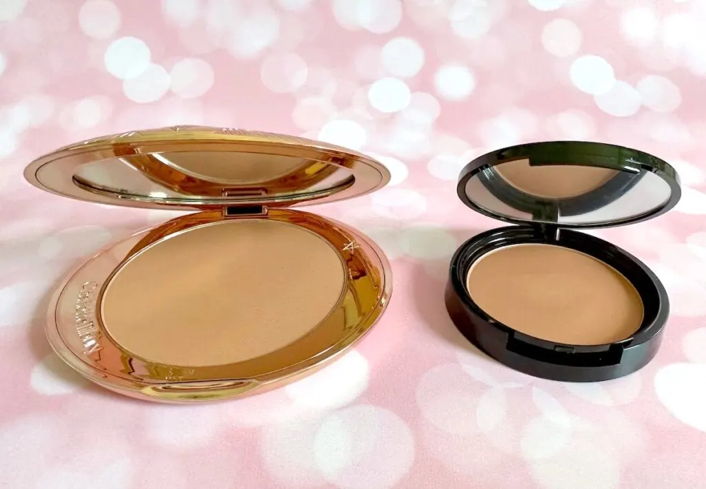 Charlotte Tilbury Airbrush Matte Bronzer and NYX Matte Bronzer. Open compacts.