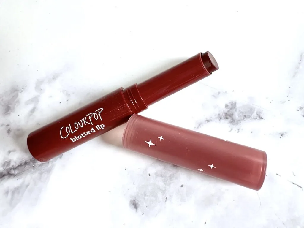 ColourPop Blotted Lip in Doheny Dr, flatlay with open lid.