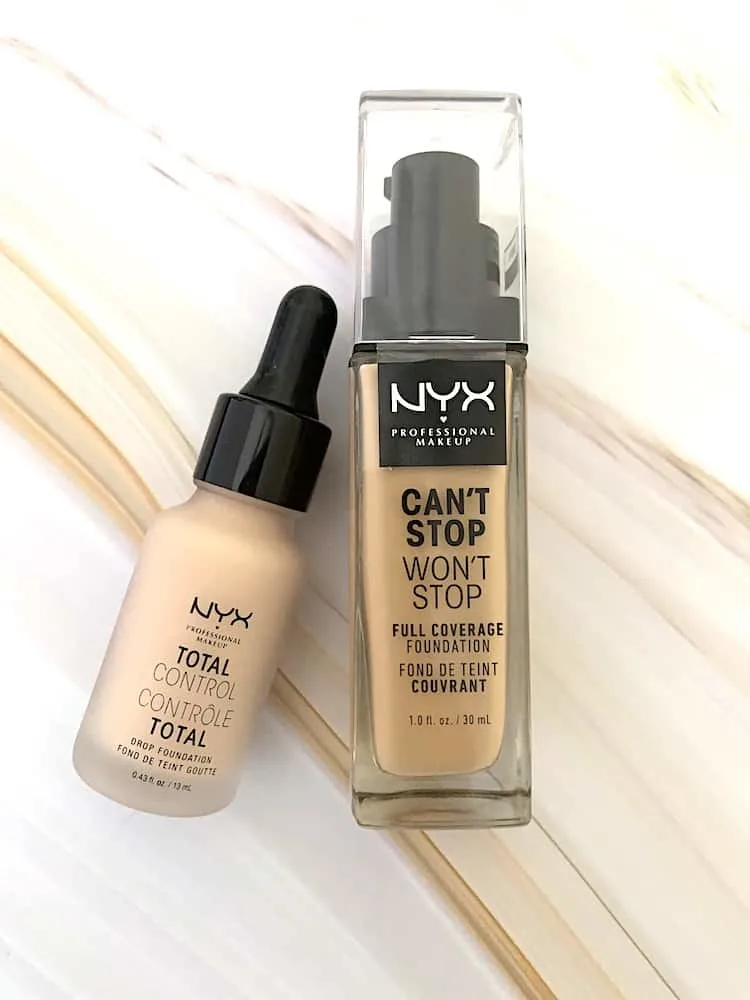 NYX Can't Stop Won;t Stop Full Coverage Foundation and NYX Total Control Drop Foundation