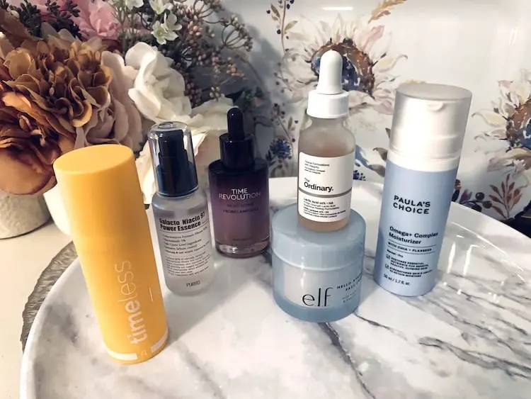 Drugstore Skincare Dupes on Tray