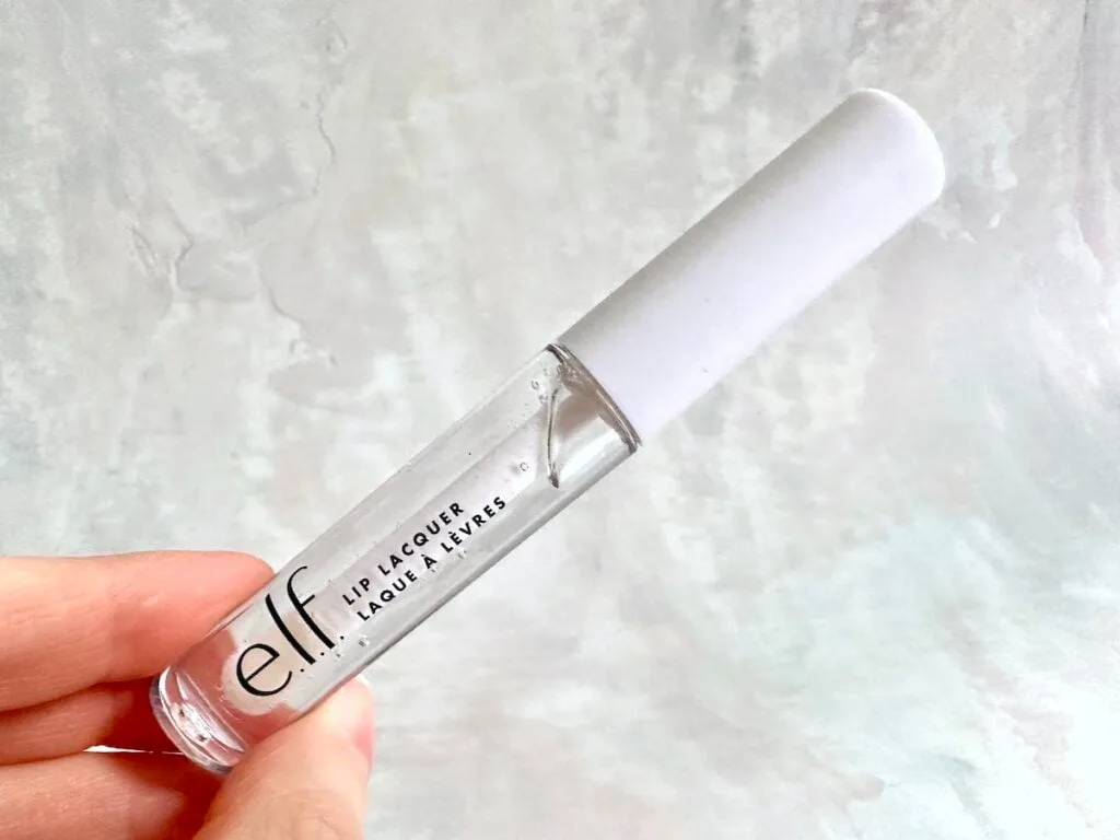 e.l.f. Lip Lacquer in the shade Clear, handheld.