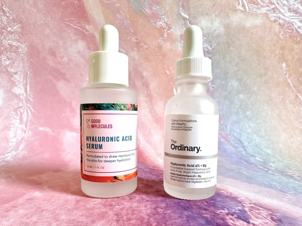 Good Molecules Hyaluronic Acid Serum and The Ordinary Hyaluronic Acid 2% + B5.