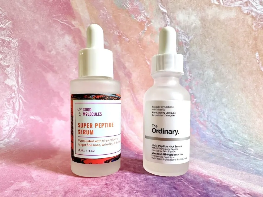 Good Molecules Super Peptide Serum and The Ordinary Multi-Peptide + HA Serum ("Buffet").