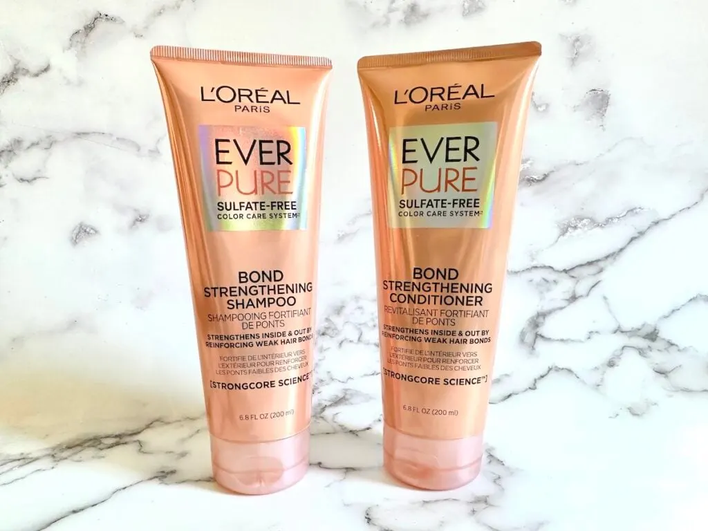 L'Oreal Ever Pure Bond Strengthening Shampoo and Conditioner.