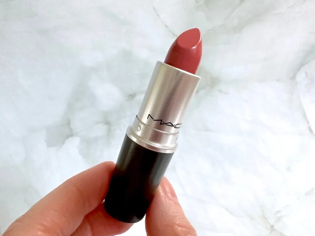 MAC Matte Lipstick in the shade Mehr, handheld.