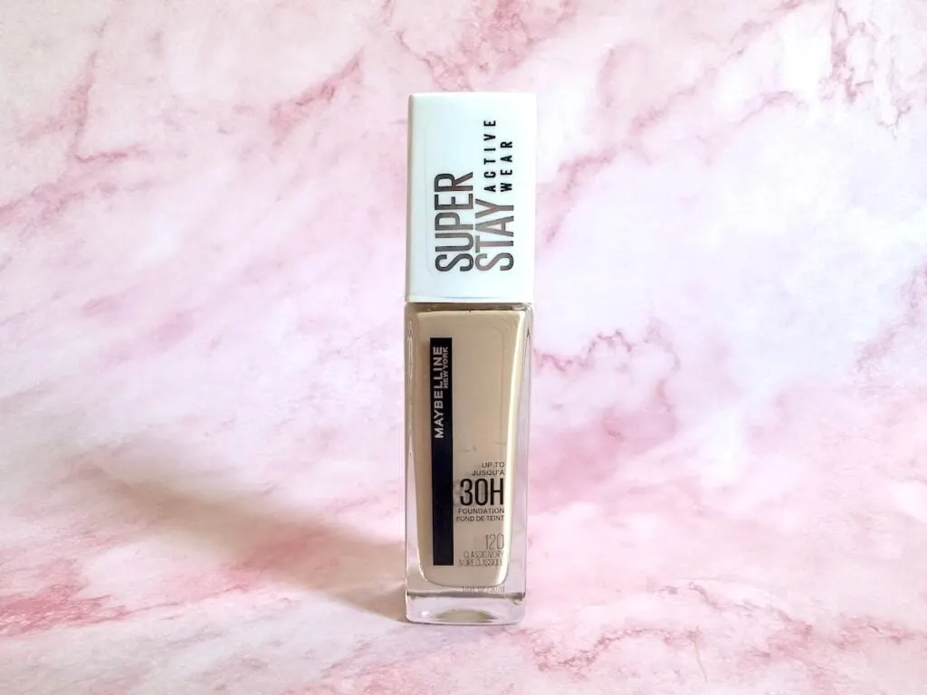 Maybelline Super Stay Full Coverage Foundation in the shade Classic Ivory.