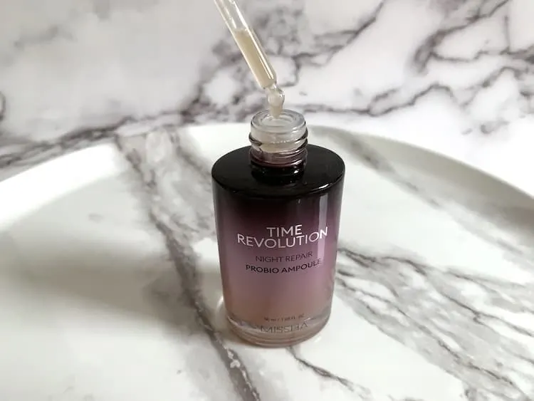 MISSHA Time Revolution Night Repair Probio Ampoule Opened with Dropper