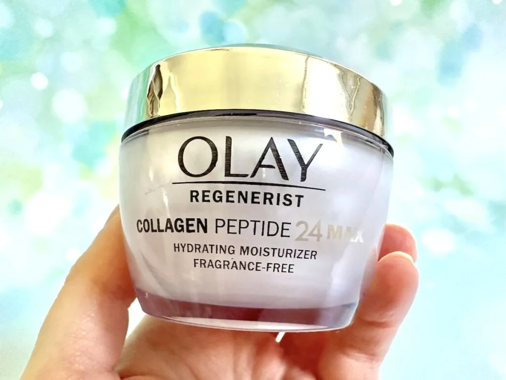 Olay Collagen Peptide 24 MAX Face Moisturizer, handheld.