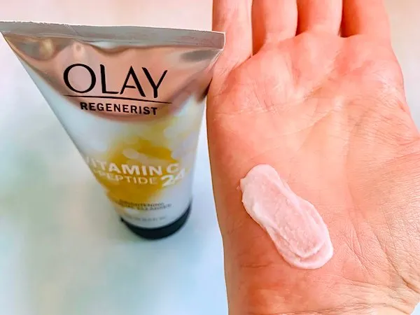 Olay Regenerist Vitamin C + Peptide 24 Cleanser Sampled on Hand