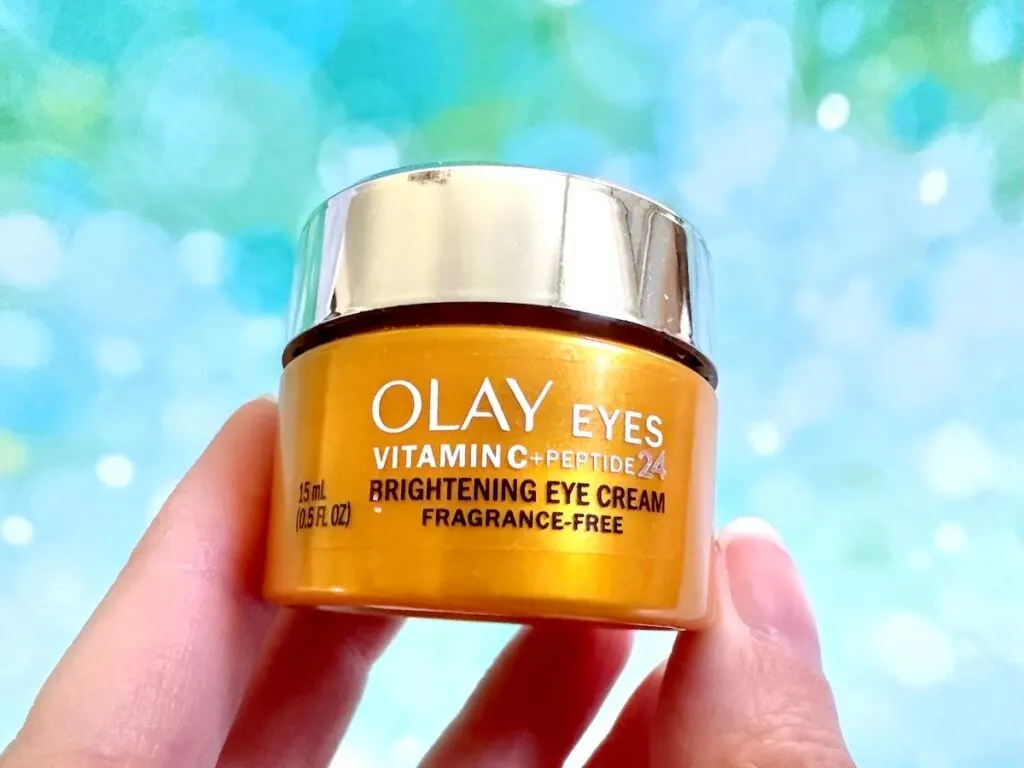 Olay Vitamin C + Peptide 24 Brightening Eye Cream, handheld.