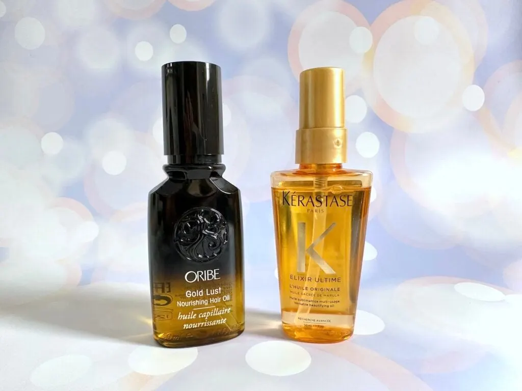 Oribe Gold Lust Nourishing Hair Oil and Kerastase Elixir Ultime L'Huile Original Hair Oil.