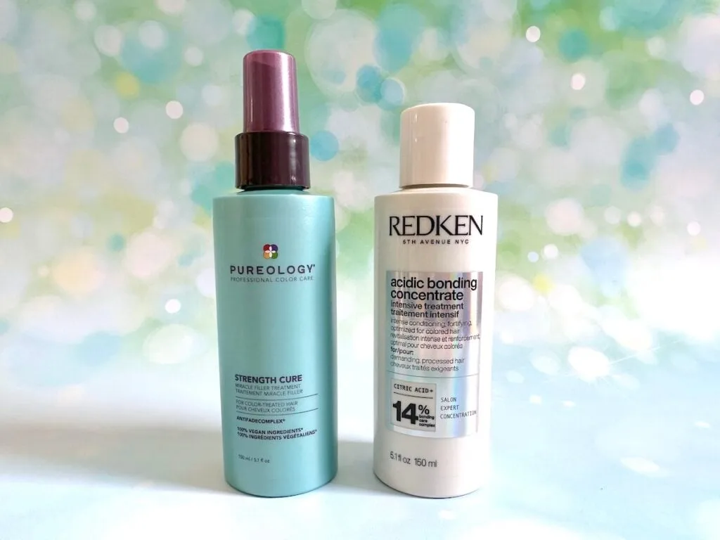 Pureology Strength Cure Miracle Filler Leave-In Conditioner vs Redken Acidic Bonding Concentrate Intensive Treatment