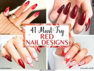 41 must-try red nail designs collage.