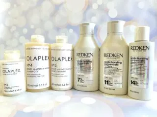 Redken Acidic Bonding Concentrate vs Olaplex Products: Olaplex and Redken Treatments, Shampoos and Conditioners.