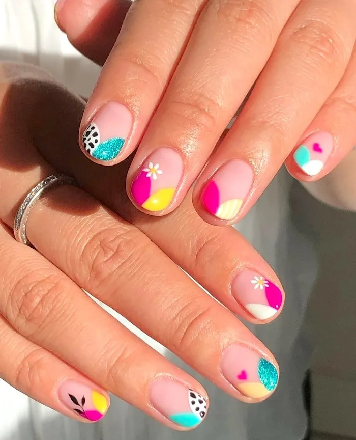 Multi-color spring manicure.