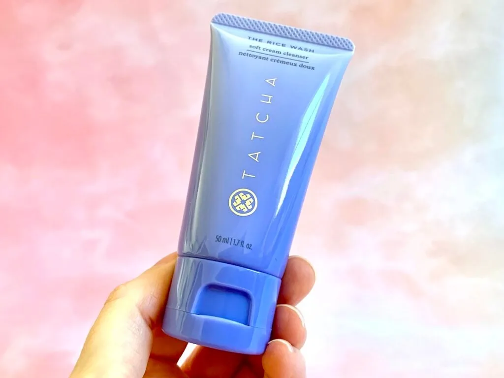 Tatcha The Rice Wash cleanser handheld.