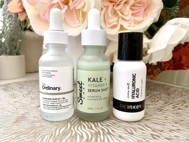 The Ordinary, The Inkey List and Sweet Chef Hyaluronic Acid and Vitamin B Serums