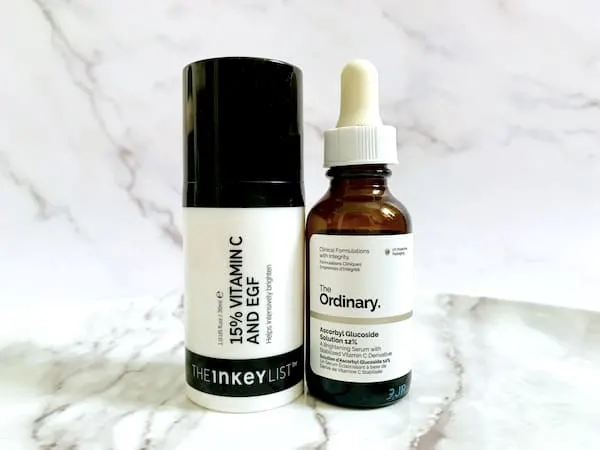 The Inkey List 15% Vitamin C and EGF Brightening Serum vs The Ordinary Ascorbyl Glucoside 12%