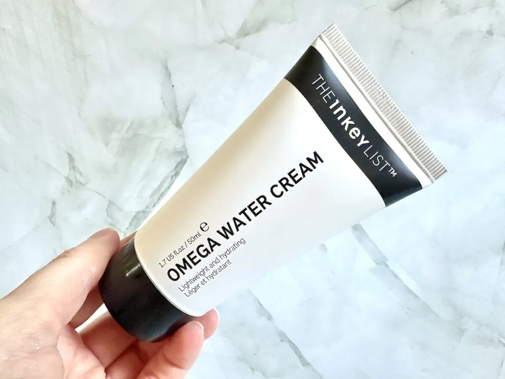 The Inkey List Omega Water Cream Moisturizer, handheld.