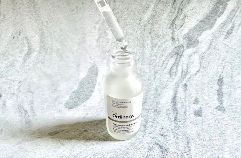 The Ordinary Argireline Solution 10% open bottle and dropper.