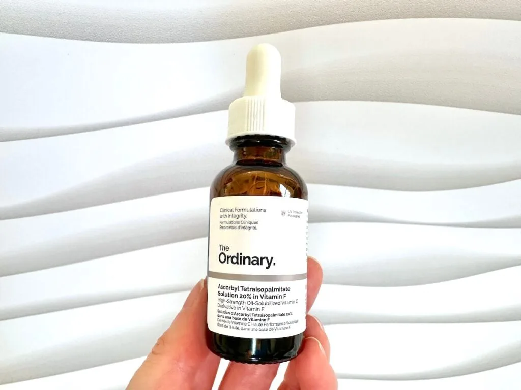 The Ordinary The Ordinary Ascorbyl Tetraisopalmitate Solution 20% in Vitamin F, handheld.