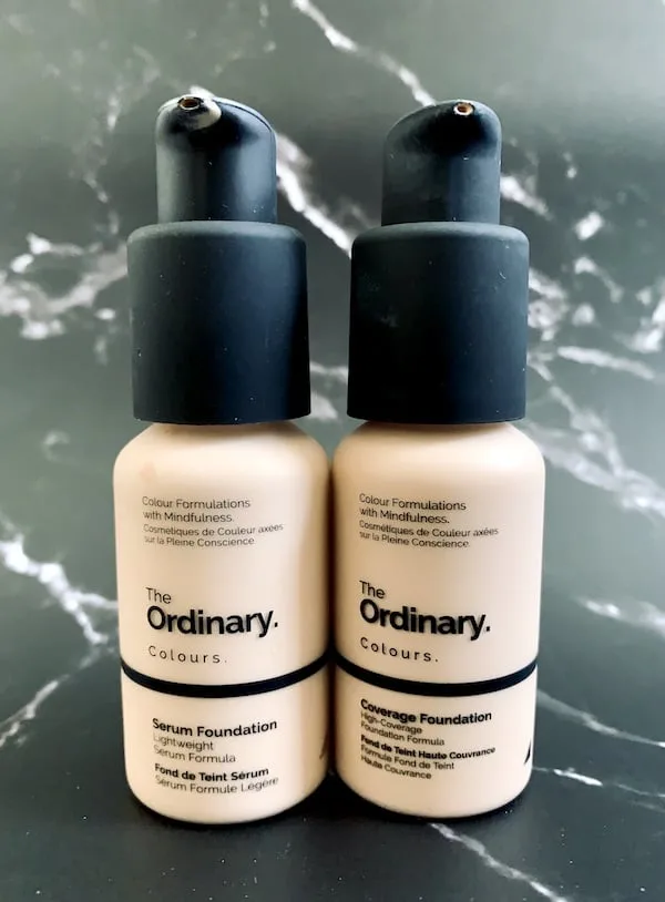 The Ordinary Coverage Foundation and Serum Foundation