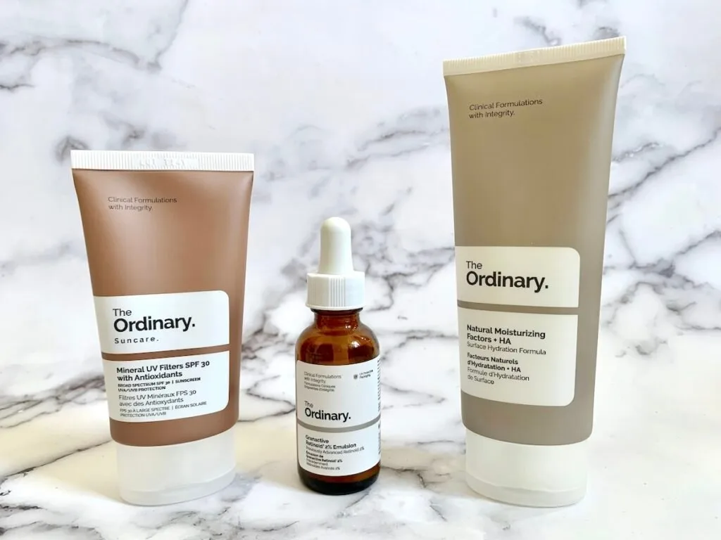 The Ordinary Emulsions/Creams: Mineral Filters, Granactive Retinoid Emulsion and Natural Moisturizing Factors + HA.