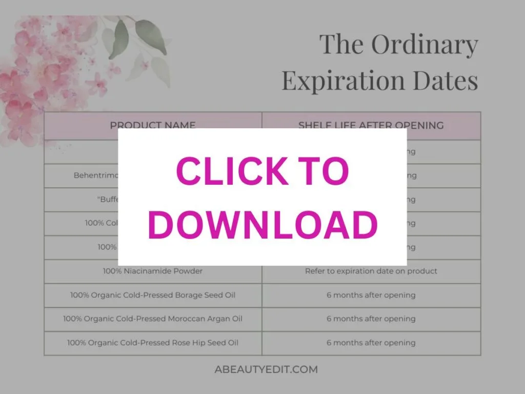 The Ordinary Expiration Dates PDF - Click To Download