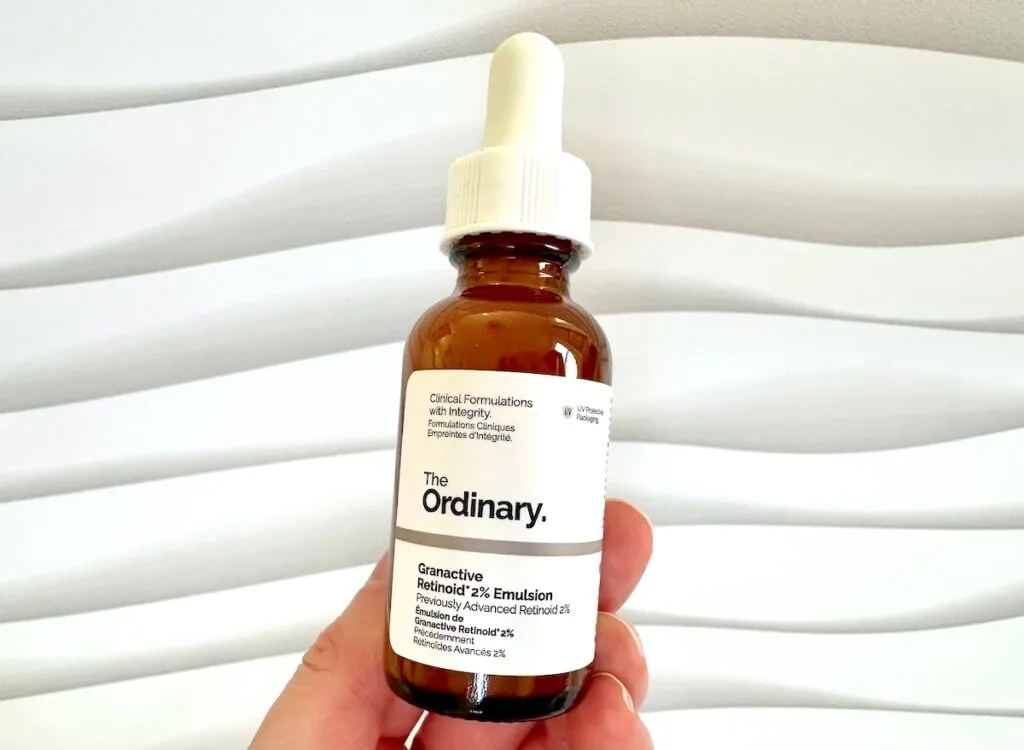 The Ordinary Granactive Retinoid 2% Emulsion, handheld.