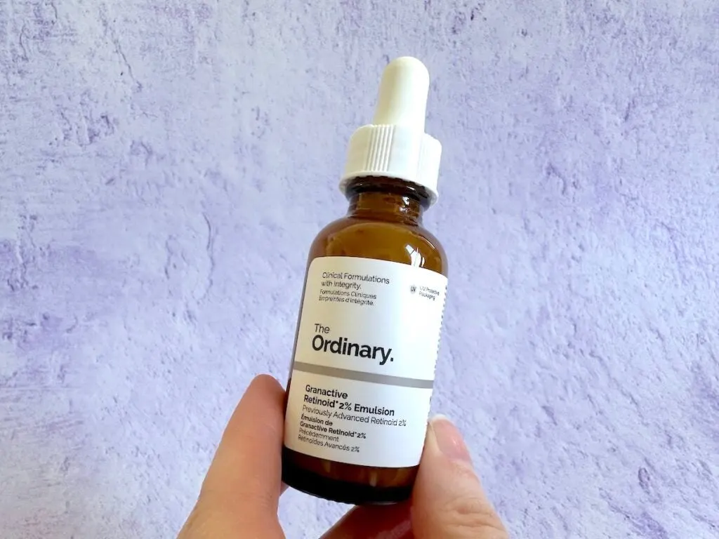 The Ordinary Granactive Retinoid 2% Emulsion, handheld.