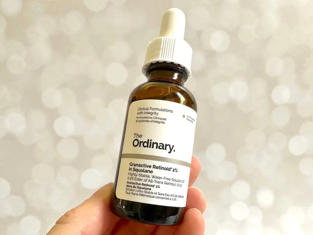 The Ordinary Granactive Retinoid 2% in Squalane, handheld.