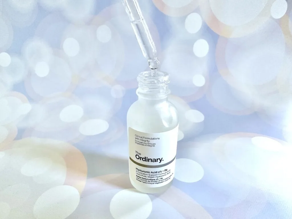 The Ordinary Hyaluronic Acid 2% + B5, open bottle with dropper.