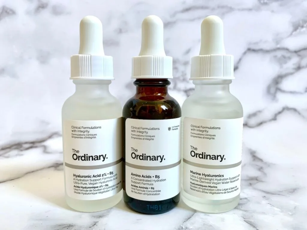 The Ordinary Hydrators: Amino Acids, Hyaluronic Acid + B5 and Marine Hyaluronics.