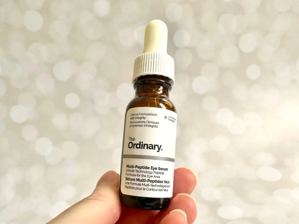 The Ordinary Multi-Peptide Eye Serum, handheld.