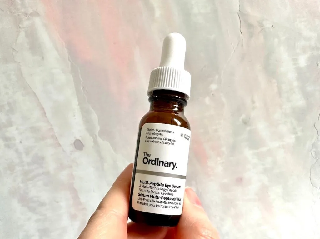 The Ordinary Multi-Peptide Eye Serum, handheld.