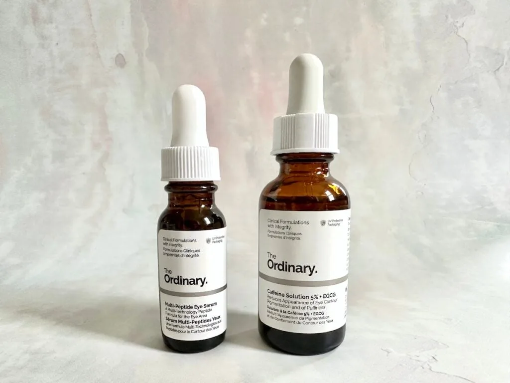 The Ordinary Multi-Peptide Eye Serum and The Ordinary Caffeine Solution 5% + EGCG.