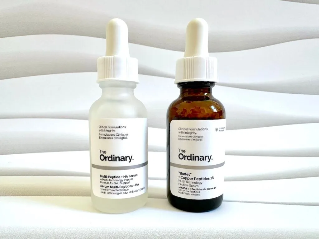 The Ordinary Multi-Peptide + HA Serum and The Ordinary “Buffet” + Copper Peptides 1%.