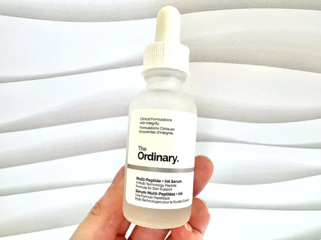 The Ordinary Multi-Peptide + HA Serum, handheld.