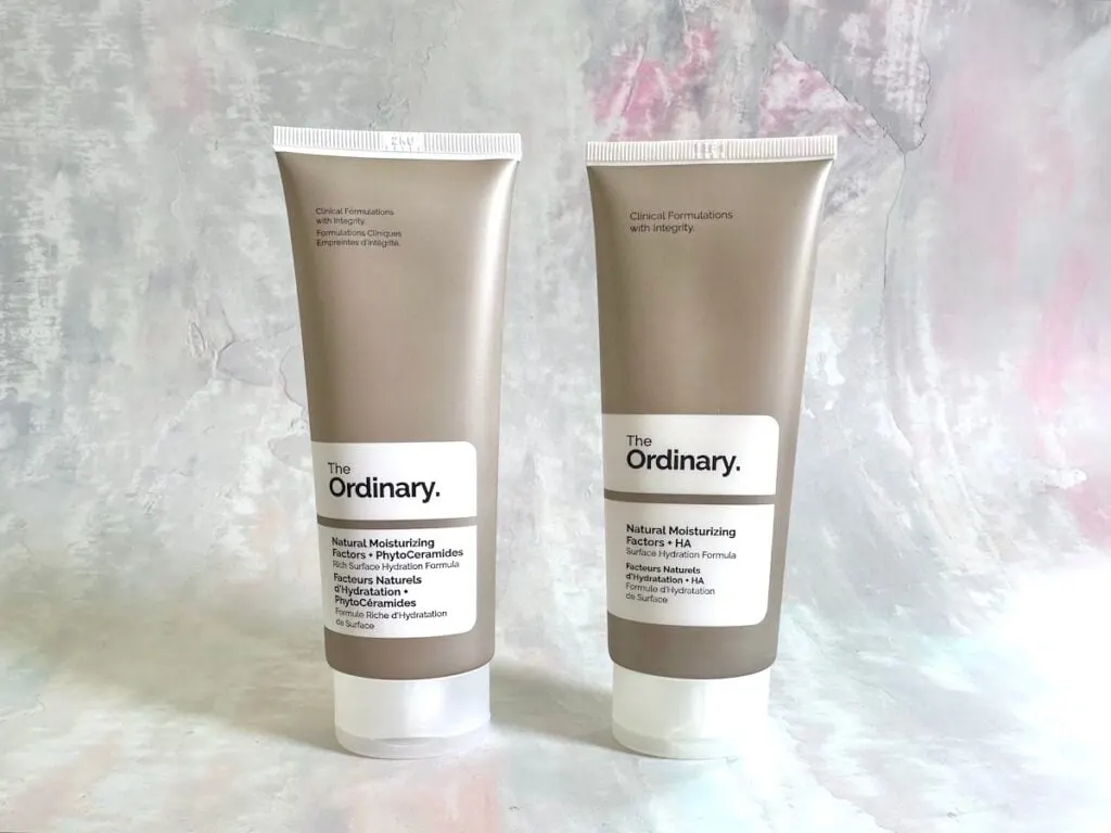 The Ordinary Natural Moisturizing Factors + PhytoCeramides and The Ordinary Natural Moisturizing Factors + HA.