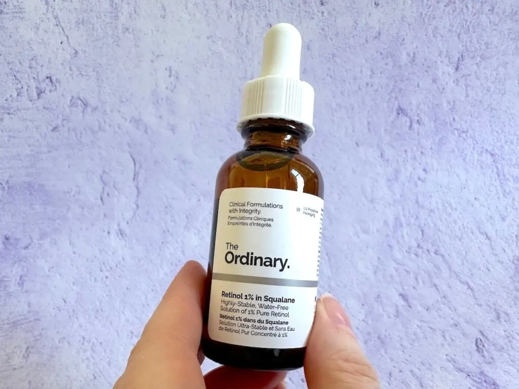 The Ordinary Retinol 1% Retinol in Squalane, handheld.