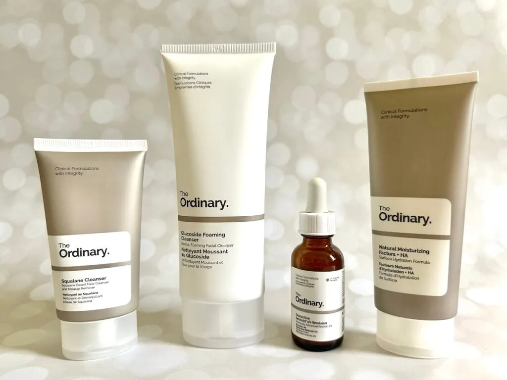 The Ordinary Retinol/Retinoid Skincare Routine for Normal Skin.