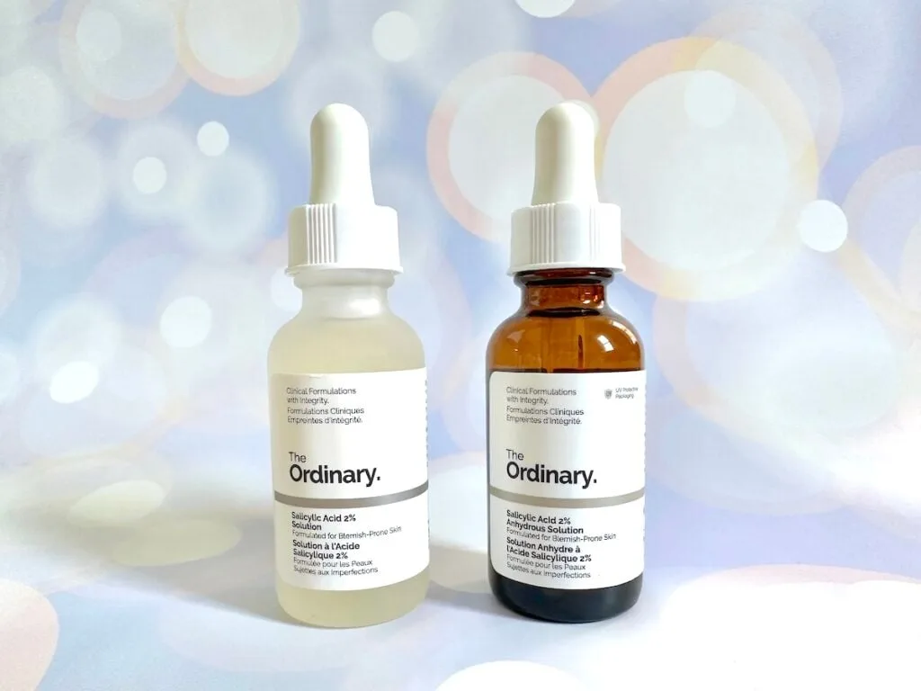 The Ordinary Salicylic Acid 2% Solution and The Ordinary Salicylic Acid 2% Anhydrous Solution.