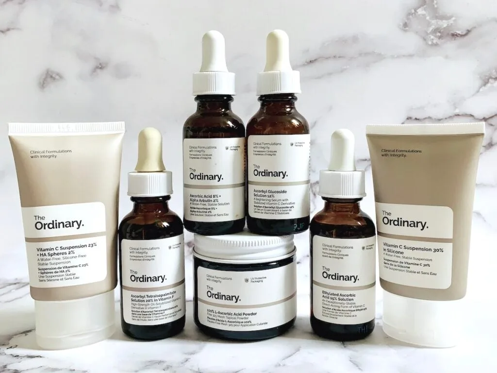 The Ordinary Vitamin C Serums, Suspensions and Powder.