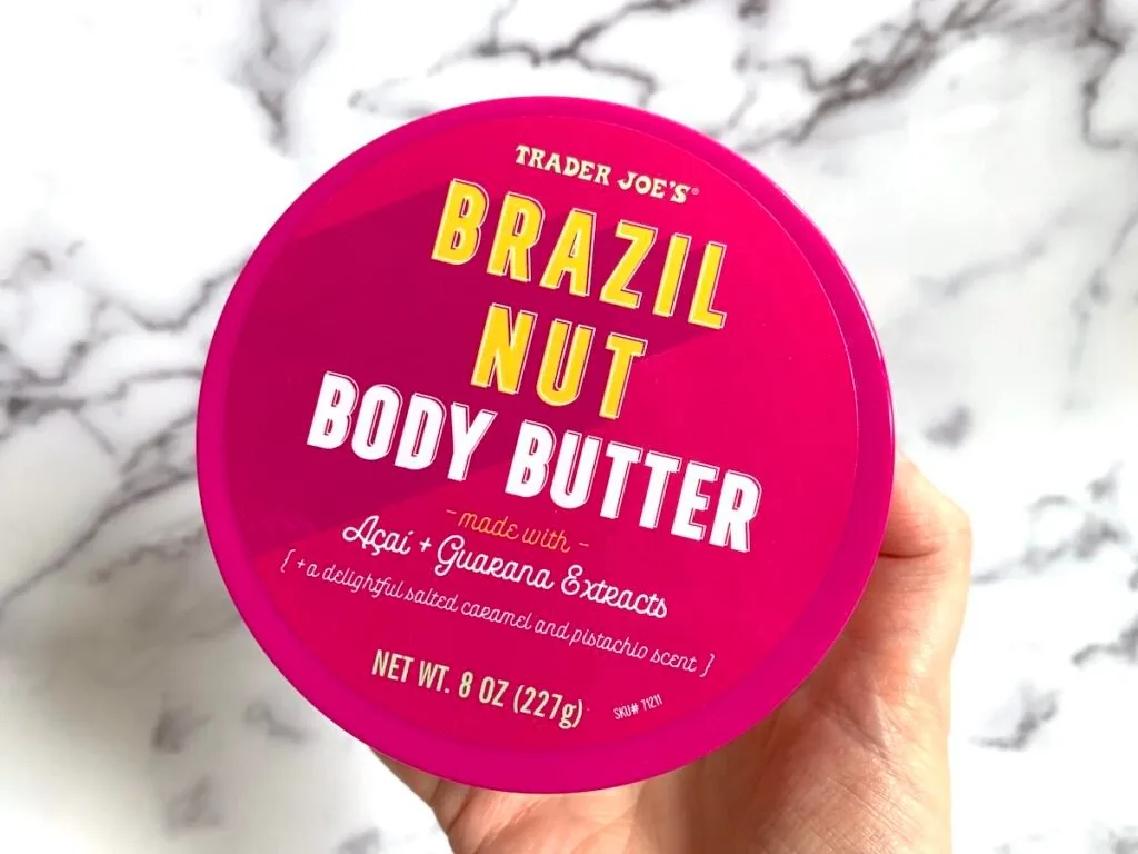 Trader Joe's Brazil Nut Body Butter handheld.