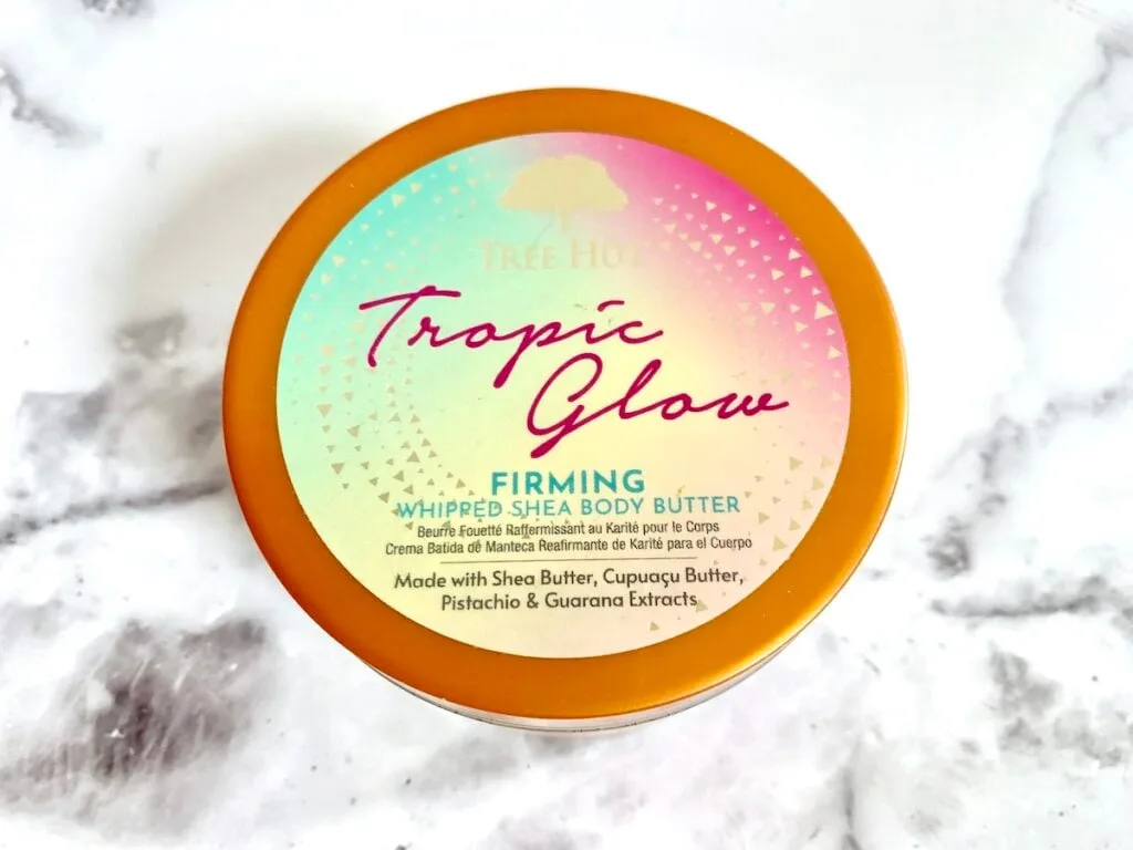 Tree Hut Tropic Glow Firming Whipped Shea Body Butter flatlay.