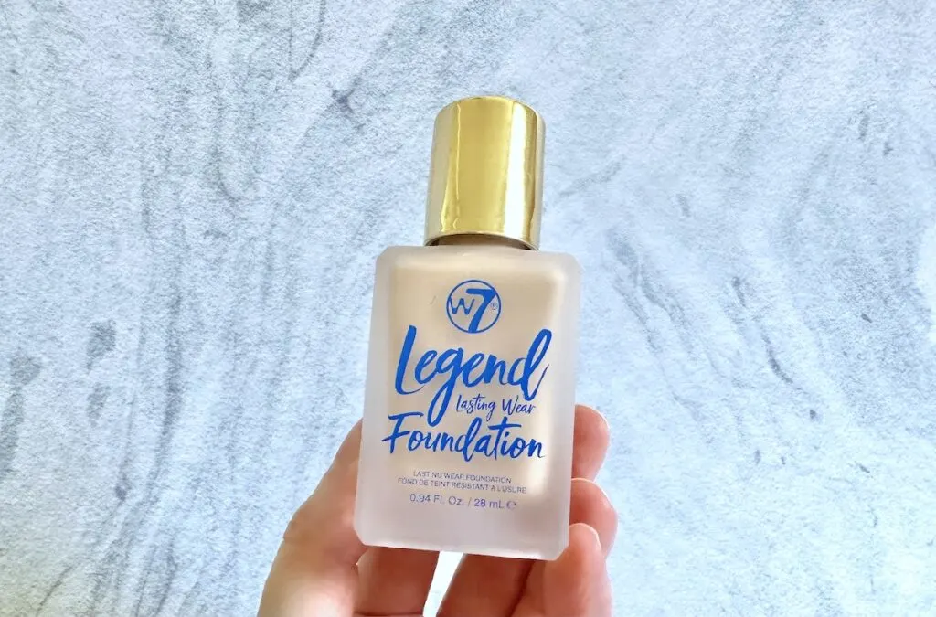 W7 Legend Lasting Wear Foundation in the shade Sand Beige, handheld.